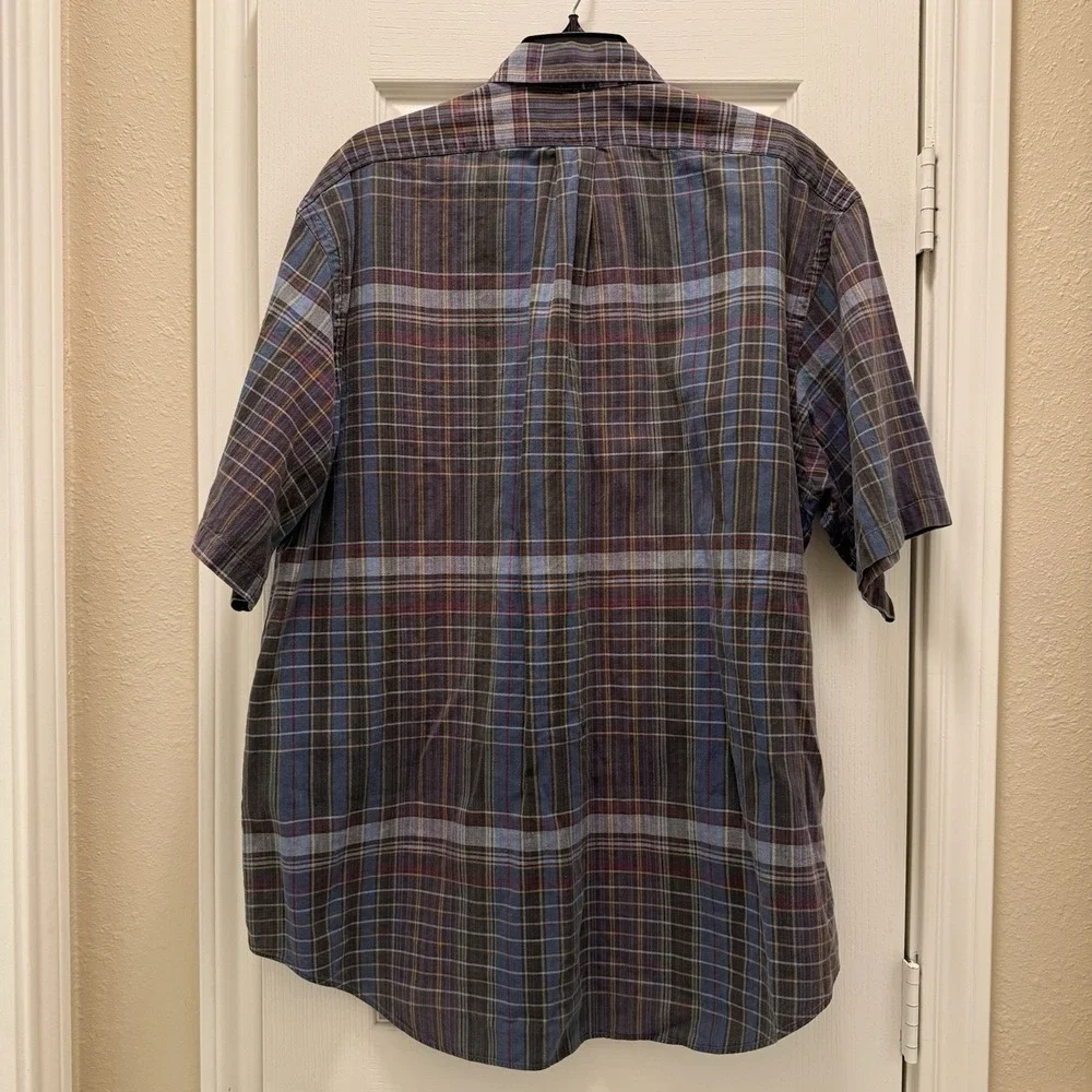 Ralph‎ Lauren Short Sleeve Button Up Shirt Men's XL Multicolor Plaid Polo Logo